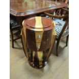 A PAIR OF ART DECO STYLE SIDE TABLES of circular form with two deep drawers chrome handles on