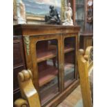 A VERY FINE VICTORIAN WALNUT SATINWOOD INLAID AND GILT BRASS MOUNTED DISPLAY CABINET the