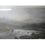 AFTER DOUGLAS ADAMS Trout Fishing A Coloured Engraving 38cm x 63cm