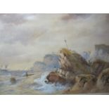 WILLIAM HENRY VERNON 1820 - 1909 Approaching the Rocks Signed Lower Left Watercolour 31cm x 47cm