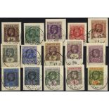 Leeward Islands. 1921-32 values to 5/- (15) each used on a separate piece with a full Dominica GPO