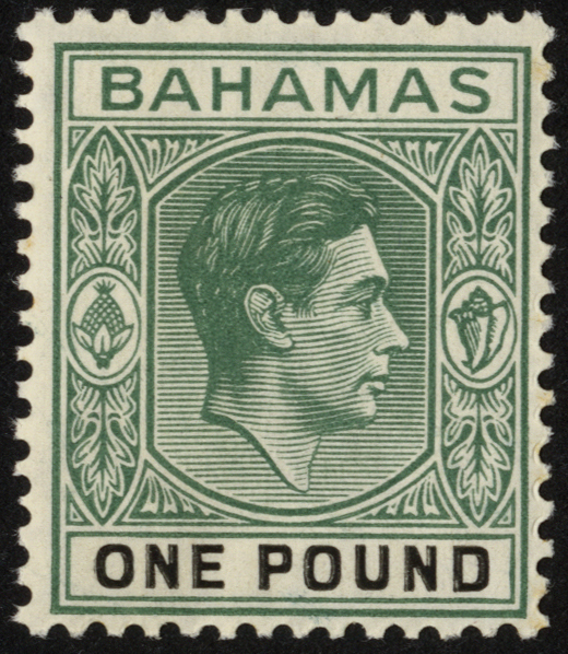 Bahamas. 1938 £1 deep grey-green and black on chalky paper, a fine unmounted mint example with