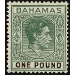 Bahamas. 1938 £1 deep grey-green and black on chalky paper, a fine unmounted mint example with