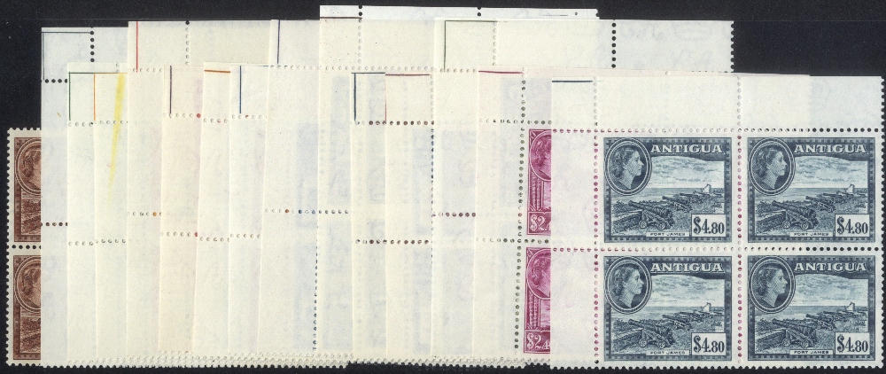 Antigua. 1953-6 set of fifteen in matching upper left corner blocks of four (with the exception of