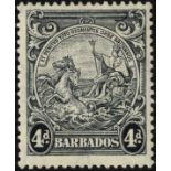 Barbados. 1938 4d perf 13½ x 13, fine mint with R7/8 joined scroll. SG 253b (£140)/CW 11c