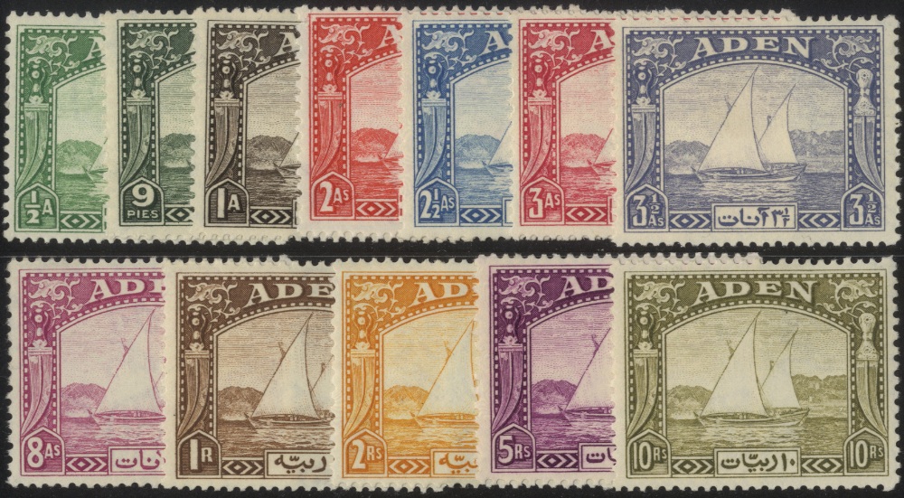 Aden. 1937 Dhow set of twelve, fine unmounted mint. SG 1-12 (£1200)/CW 1-12