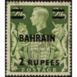 Bahrain. 1948 2r on 2/6d green used (cancel indistinct, but not suspicious) with 'T' guidemark in