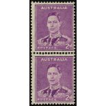 Australia. 1941 2d bright purple coil pair unmounted mint with inverted watermark. Scarce. SG