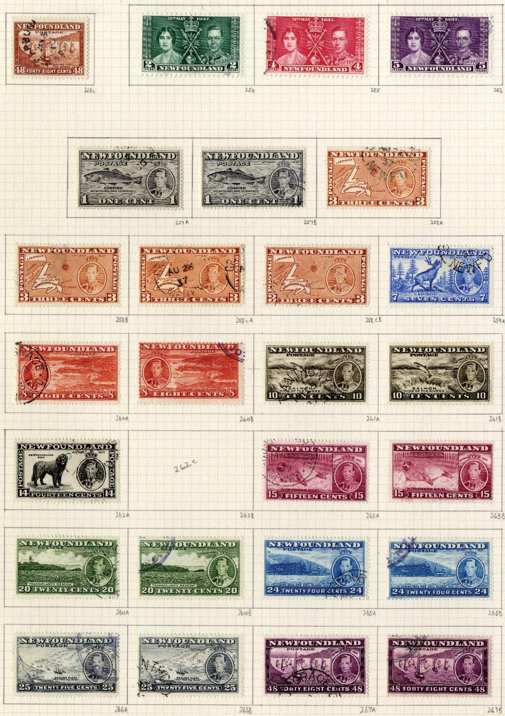 Collections and Miscellaneous. 1937-52 used collection of BNA/Atlantic on Philatelic leaves with