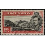 Ascension. 1949 2d black and scarlet with R4/4 'mountaineer' flaw, fine used. SG 41ca (£375)/CW 30a