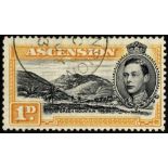 Ascension. 1946 printing of 1d black and yellow-orange perf 13, fine used, R4/4 'mountaineer'