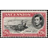 Ascension. 1945 printing of the 2/6d perf 13, fine mint with R5/1 'davit' flaw. SG 45ca (£1400)/CW