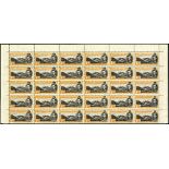 Ascension. 1949 1d black and yellow-orange perf 14 unmounted mint top half-sheet of thirty, R4/4 '