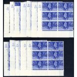 Great Britain. 1946 Victory Cylinder blocks of six (twenty), Typically lightly hinged on top pair