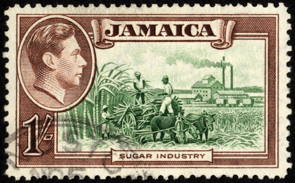 Jamaica. 1938-50 1/- green and purple-brown, fine used with R11/1 repaired chimney. SG 130a (£110)/