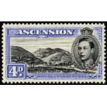 Ascension. 1946 4d black and ultramarine perf 13, fine mint with R4/4 'mountaineer' flaw, very
