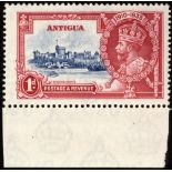 Antigua. 1935 1d Silver Jubilee 1d deep blue and carmine, bottom marginal unmounted mint with Pl. 2A