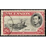 Ascension. 1938 2/6d perf 13½ used with 1945 CDS showing frame printed double, one albino. RPS