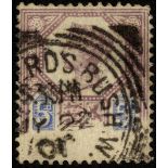 Great Britain. 1888 5d Die 2 used from Shepherd's Bush, the cancel over a substantial interrupted