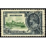 Seychelles. 1935 12ct Silver Jubilee used with Pl. '1' R9/1 extra flagstaff, very fine with