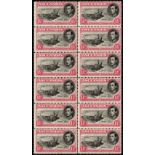 Ascension. 1949 1½d black and rose-carmine perf 14, mint block of twelve hinged on the top pair