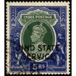 Indian Convention States. Jind Officials. 1940 5r JIND STATE SERVICE, fine used with part SANGRUR