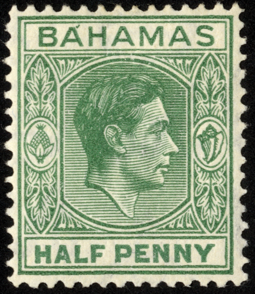 Bahamas. 1938-42 ½d green fine mint, R1/5 RP 'accent' flaw. SG 149b (£500)/CW 1d