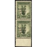 Australia. B.C.O.F. 1946 1/- bottom marginal vertical pair, upper stamp R9/4 LP wrong font '6',