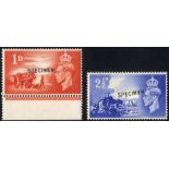 Great Britain. Channel Islands. 1948 Liberation pair unmounted mint, the 1d bottom marginal,