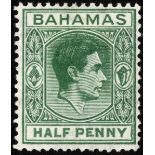 Bahamas. 1946 ½d myrtle-green mint, R9/6 LP long 'E'. SG 149da (£425)/CW 1bc