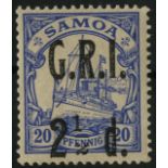 Samoa. 1914 GRI 2_d ultramarine, 1 to left of 2 in _, unmounted mint. SG 104b (£90)