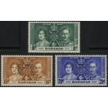 Bahamas. 1937 Coronation set of three perforated SPECIMEN Type D20, fine mint. SG 146s-148s (£120)/