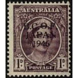 Australia. B.C.O.F. 1946 1d brown-purple with the thin trial overprint in black, unmounted mint. For