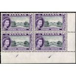 Bahamas. 1954 £1 slate-black and violet, unmounted mint Plate 1-1 block of four. SG 216 (£128)