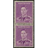 Australia. 1941 2d bright purple coil pair with inverted watermark, unmounted mint. SG 185aw (£