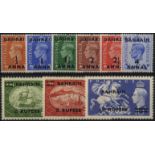 Bahrain. 1950-1 set of nine, unmounted mint. SG 71-9 (£110)/CW 42-50