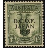 Australia. B.C.O.F. 1946 1/- grey-green with R9/4 LP wrong fount '6', unmounted mint. SG J5a (£