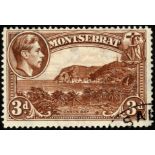 Montserrat. 1942-51 3d red-brown with R2/2 'pylon' flaw, used with small part SALEM CDS. SG