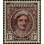 Australia. B.C.O.F. 1946 1d brown-purple with the thin trial overprint in red, unmounted mint.