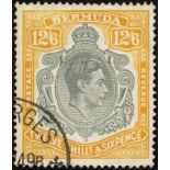 Bermuda. 1946 (June) 12/6d grey and 'lemon', fine used with part St George's CDS. SG 120d (£500)/