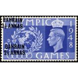 Bahrain. 1948 2_a on 2_d Olympics with surcharge double, fine mint. SG 63a (£3500)/CW S3a