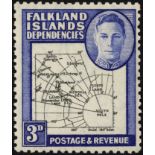 Falkland Islands Dependencies. 1946 3d Thick Map with Pl. 1 R1/2 missing 'I', fine mint. SG G4b (£