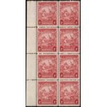 Barbados. 1938 1d red, perf 14. Unmounted mint positional block of eight, R9/2 with good re-entering