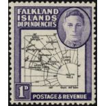 Falkland Islands Dependencies. 1946 1d Thick Map with Pl. 1 R1/2 missing 'I', unmounted mint. SG G2b