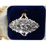 18ct gold Victorian marquise cluster diamond ring with approximately 3ct of diamonds, size O / P