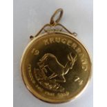 1974 Krugerrand in a 9ct gold pendant