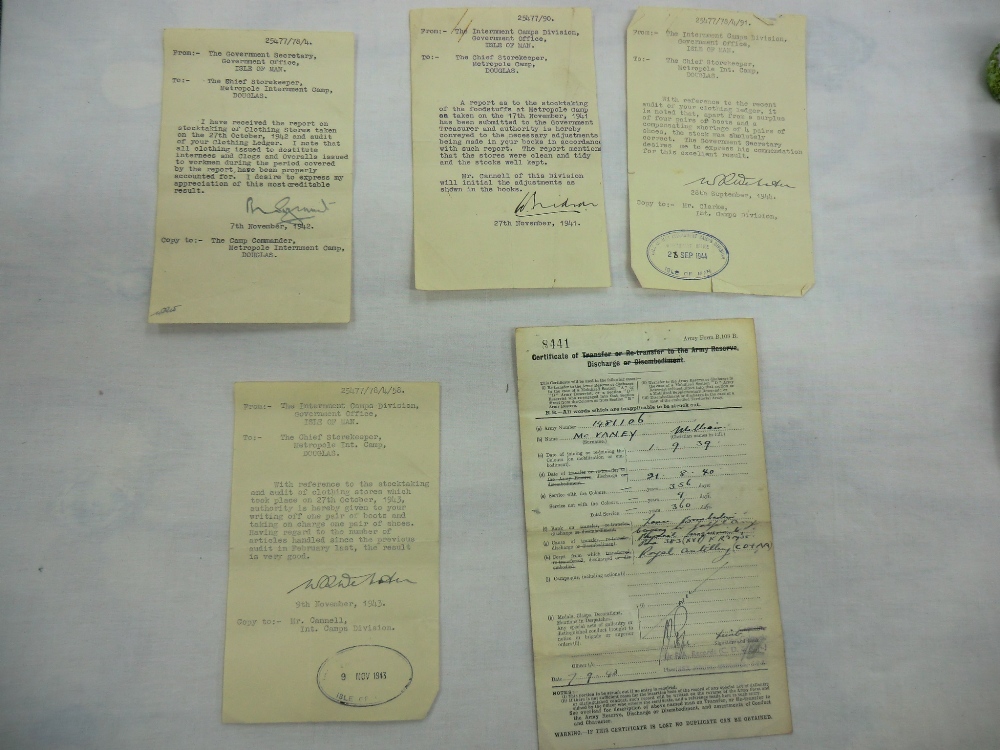 A collection of papers relating to William McVaney's (of Douglas, IoM) service in WWII. Includes a