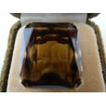 9ct gold emerald cut topaz dress ring, size K