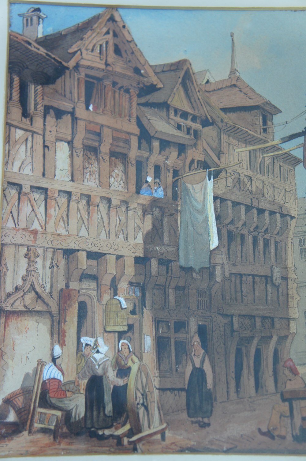 In the style of Samuel Prout 1) Continental street scene, 2) Traders by a ruin, Watercolours, 11 x 9