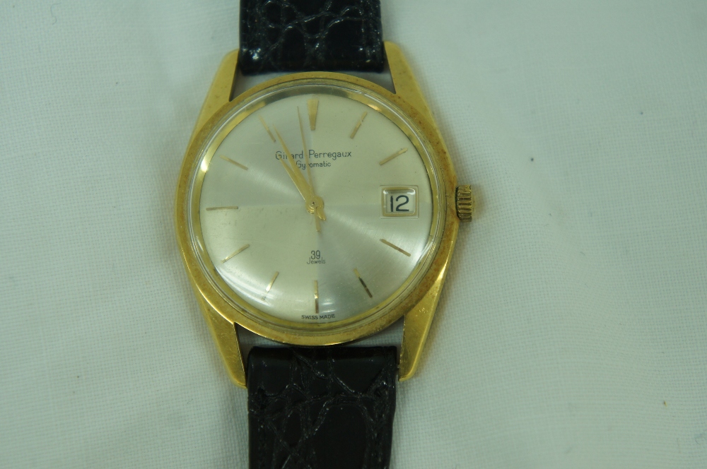 Girrard-Perregaux Gyromatic 39 jewels, 18ct gold cased gent's wristwatch with date aperture, case